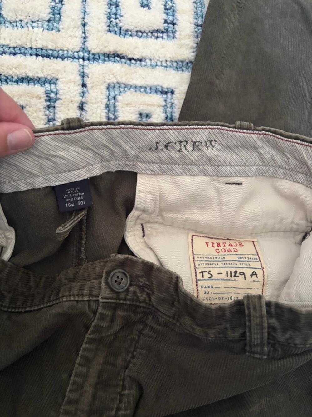 Vintage J.Crew Men Pants Olive Green Casual Chinos - Picture 3 of 4